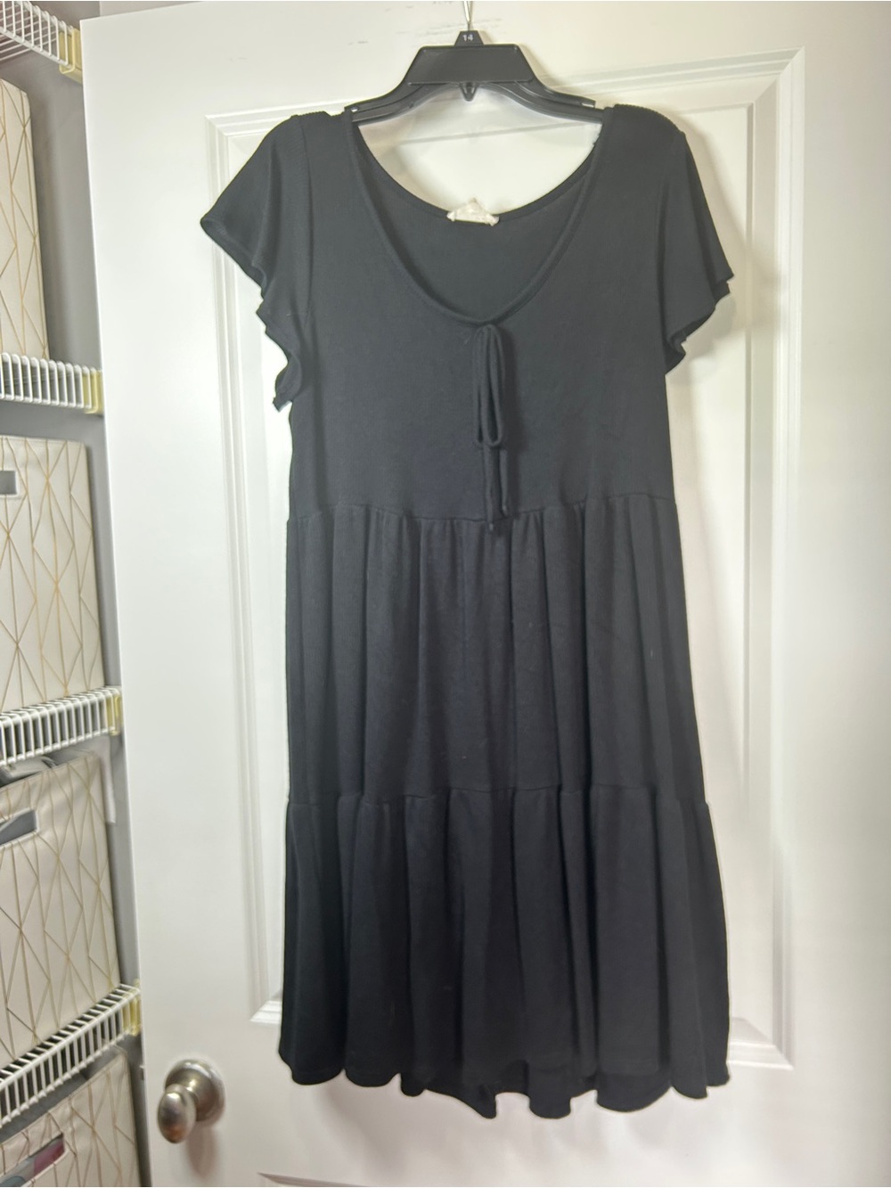See You Monday Black Tiered Mini Dress